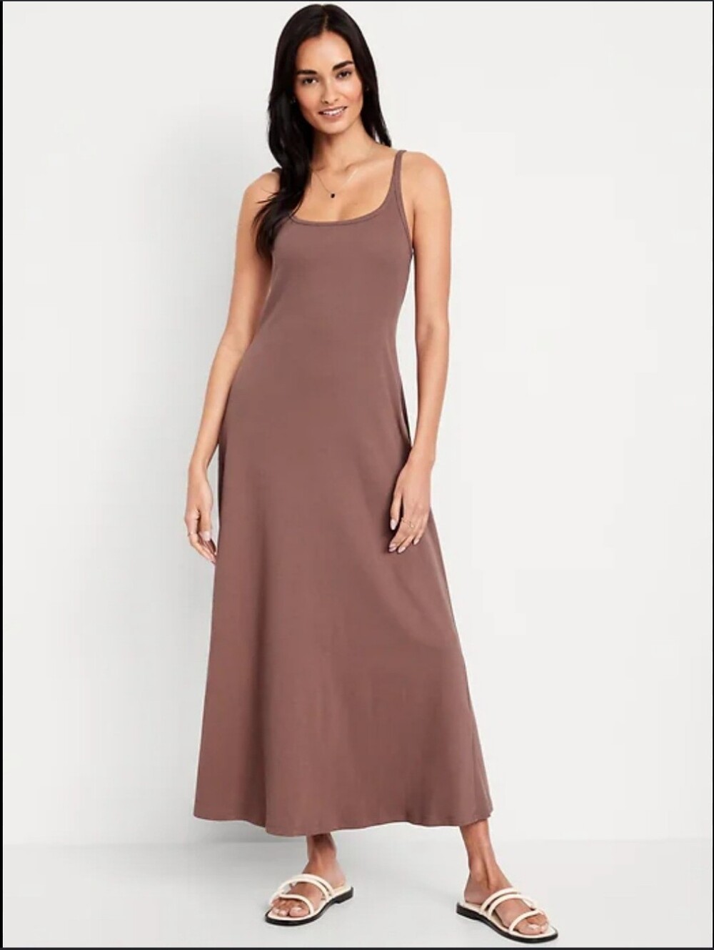 Old Navy Sleeveless Ribbed Maxi Dress Brown L Tall NWT Soft Stretch Casual